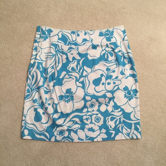 Ann Taylor Light Turquoise and White Cotton Skirt - Picture 2 of 6